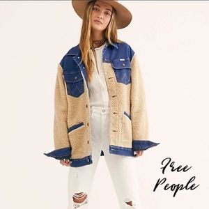 Free People Wrangler Sherpa Jean Trucker Jacket